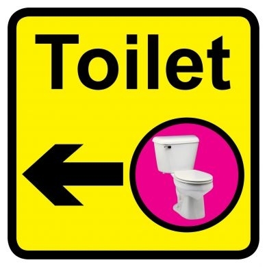 Toilet sign with left arrow - 300mm x 300mm